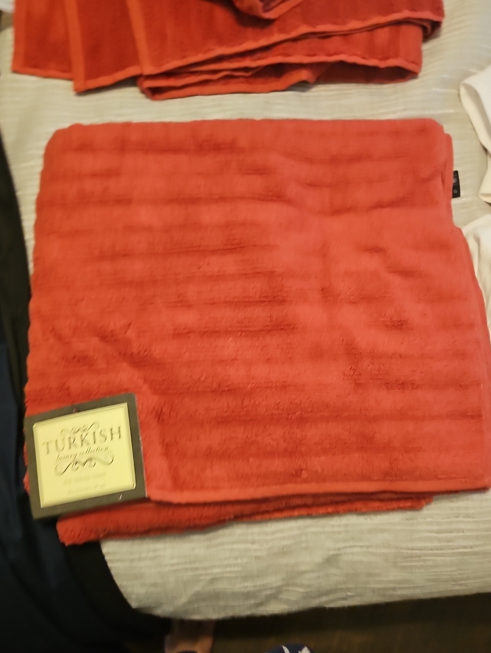 Elegant Comfort Corduroy Ribbed Turkish Cotton Towel X3 Color Tomato